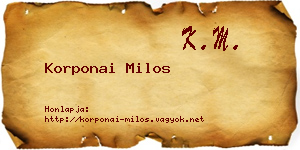 Korponai Milos névjegykártya